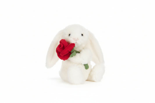 Cream Bunny with Rose